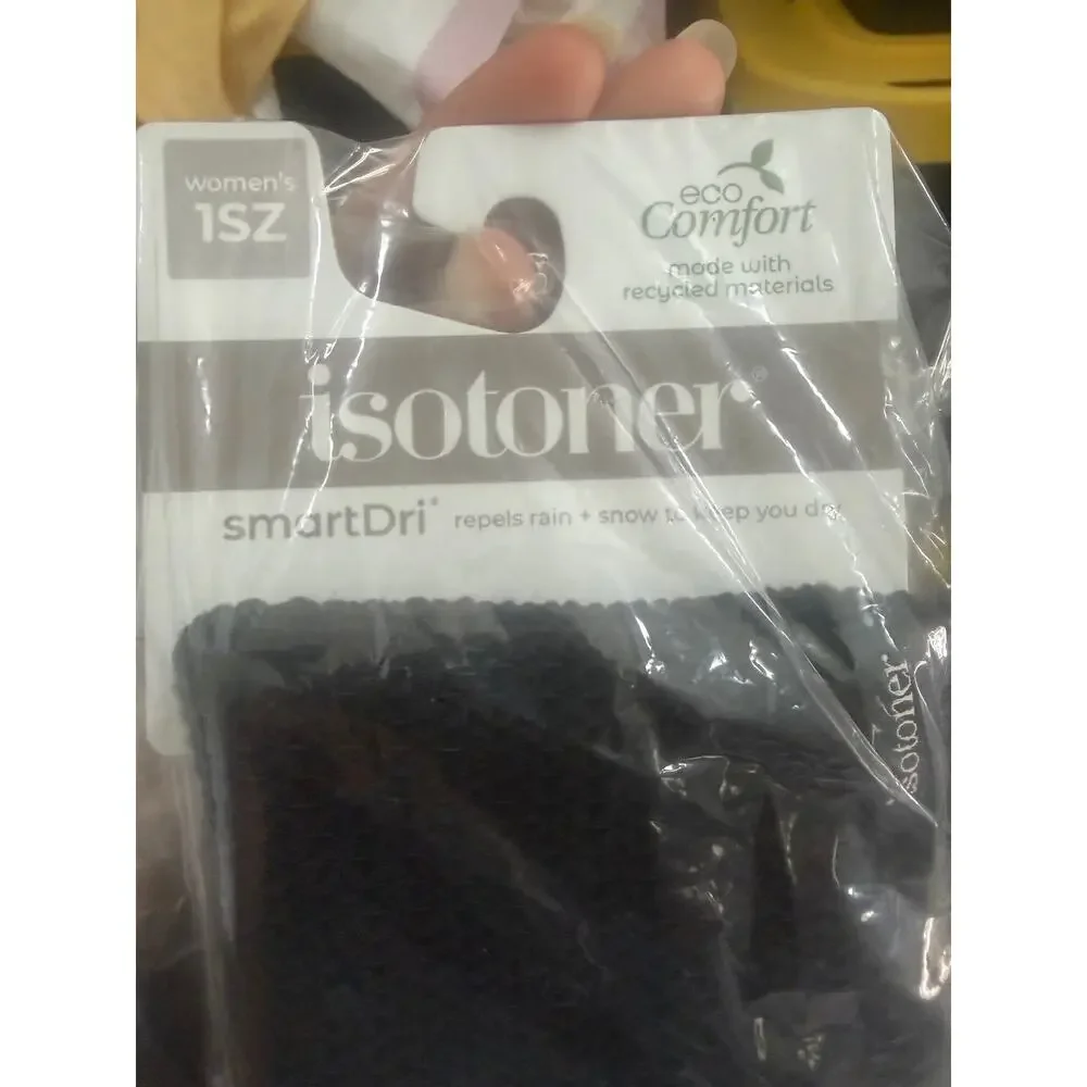 Isotoner NEW smartDri Gloves Women's One Size Black SmarTouch Faux Fur Lining - Picture 3 of 4